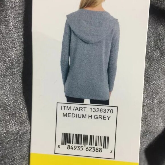 Cyrus Ladies' Drop Shoulder Ribbed Hem Pullover Hoodie MEDIUM HEATHER GREY, S - Picture 4 of 5